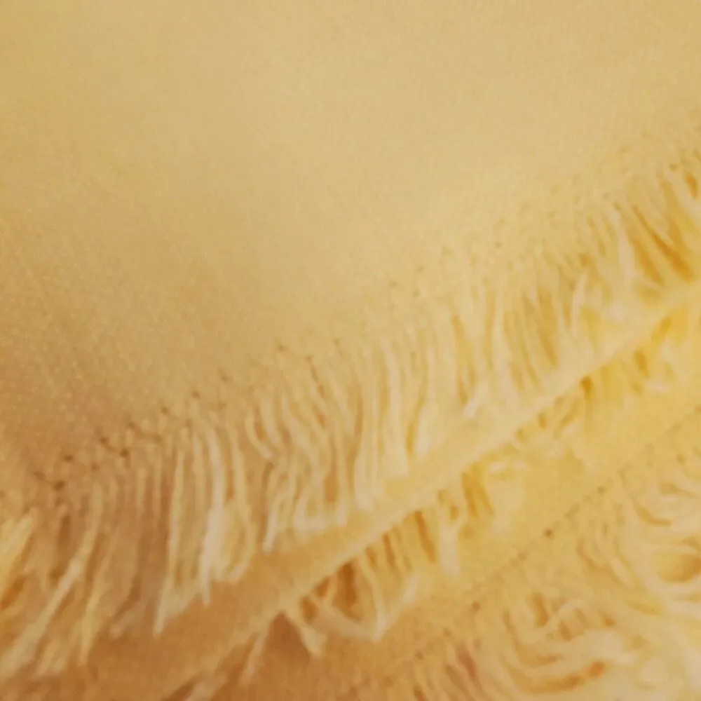 Vintage Set Of 4 Linen Hand Stitched w/‎ Fringe Yellow Tablecloth Napkins NWOT